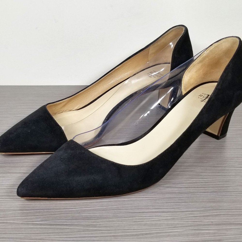 FRANCESCO RUSSO Suede & Clear PVC Pump, Black, Womens Size 10 US / 40